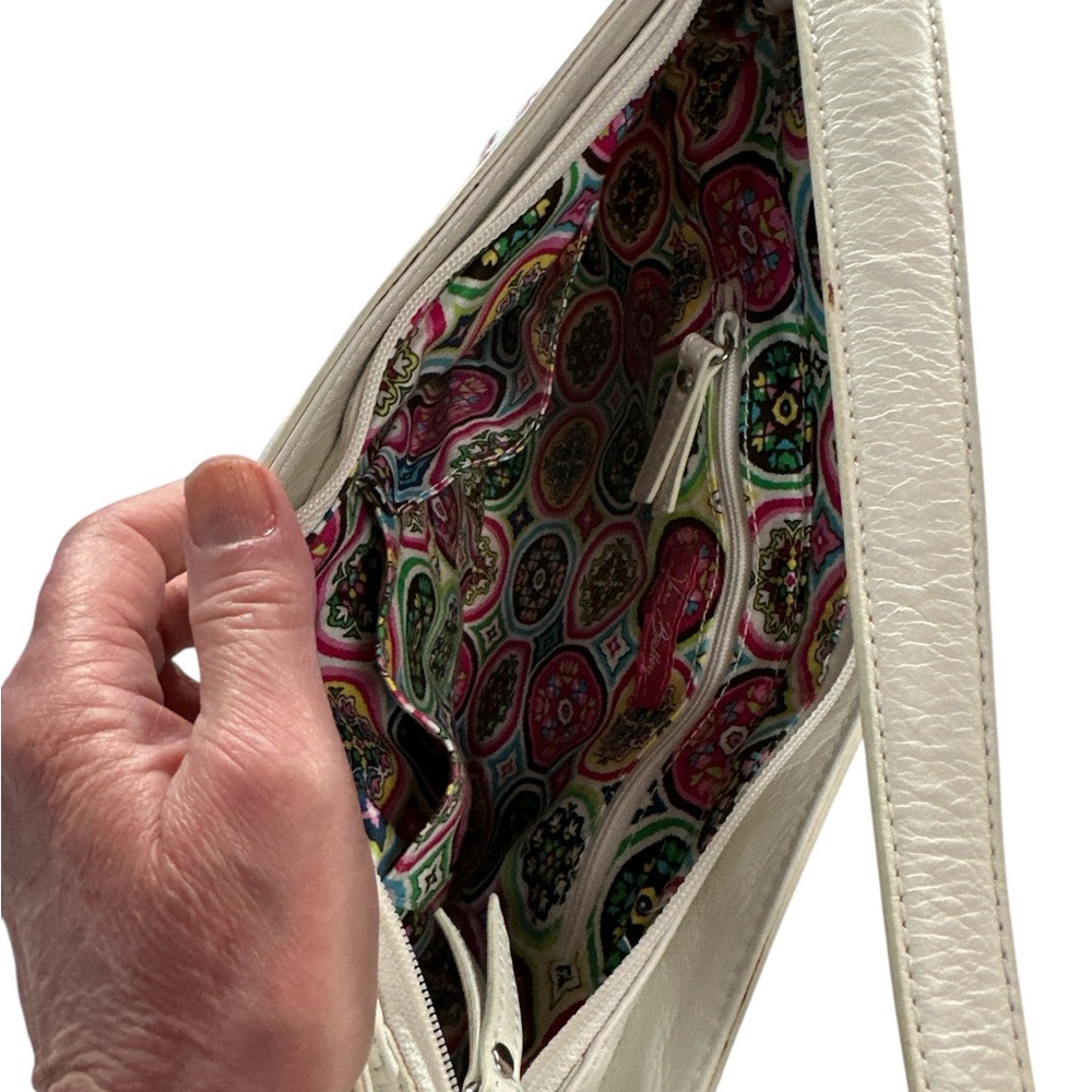 Vera Bradley Floral Paisley Leather Shoulder Bag Palm Beach Gardens Spring White - Picture 5 of 6